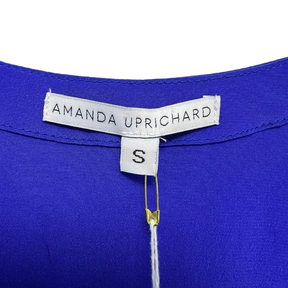 Amanda Uprichard Silk Shift Dress Navy Blue Mini V-neck Casual Dress Mini Size S - Picture 5 of 6